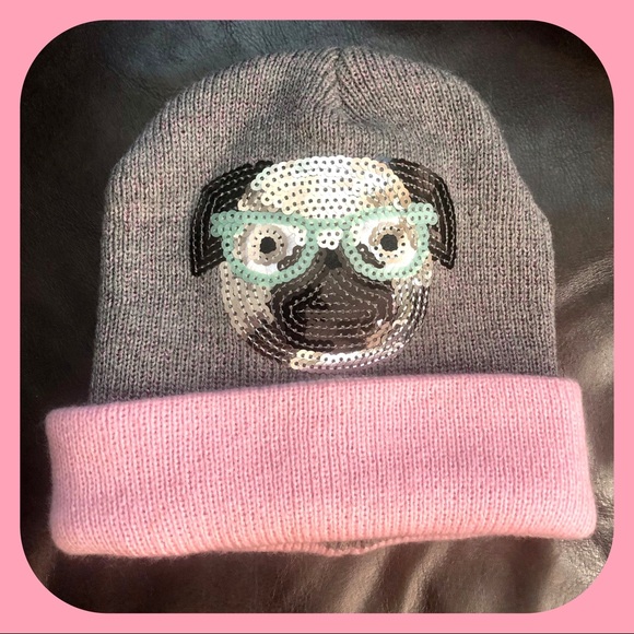 Other - 🔥SOLD🔥🐾Girls Adorable Sequin Pug Knit Hat🐾